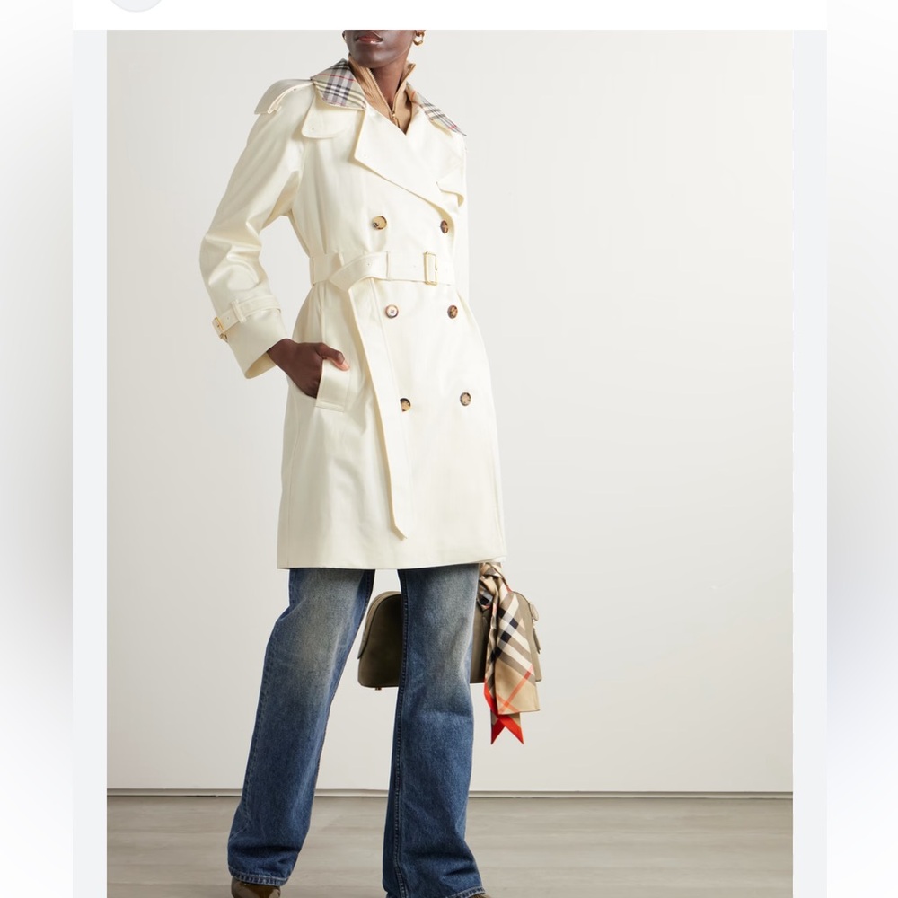 Burberry Cream Double-Breasted Trench Coat